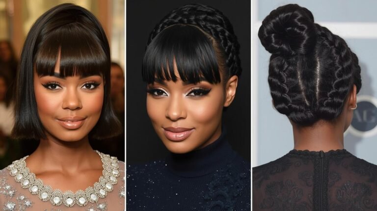 19 Stunning Updo Hairstyles with Bangs for Black Women